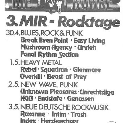 Flyer: Röhre, 02.05.1986